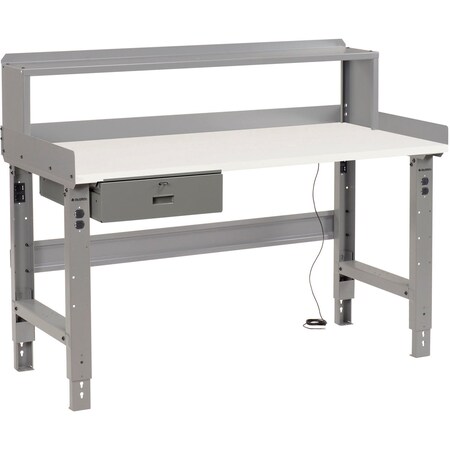 Global Industrial Workbench w/ ESD Square Edge Top & Riser, 48inW x 30inD, Gray 318682